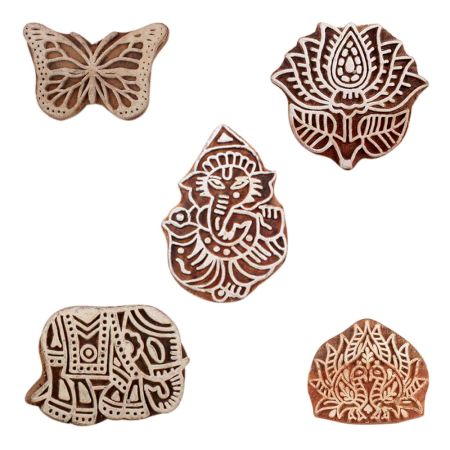 Set of 5 Piece New Mix Wooden Printing Blocks